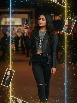 Obracające się neonowe selfie