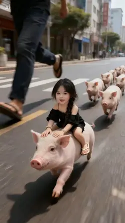 Tí hon cưỡi lợn AI