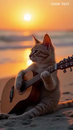 Cat playing guitar 