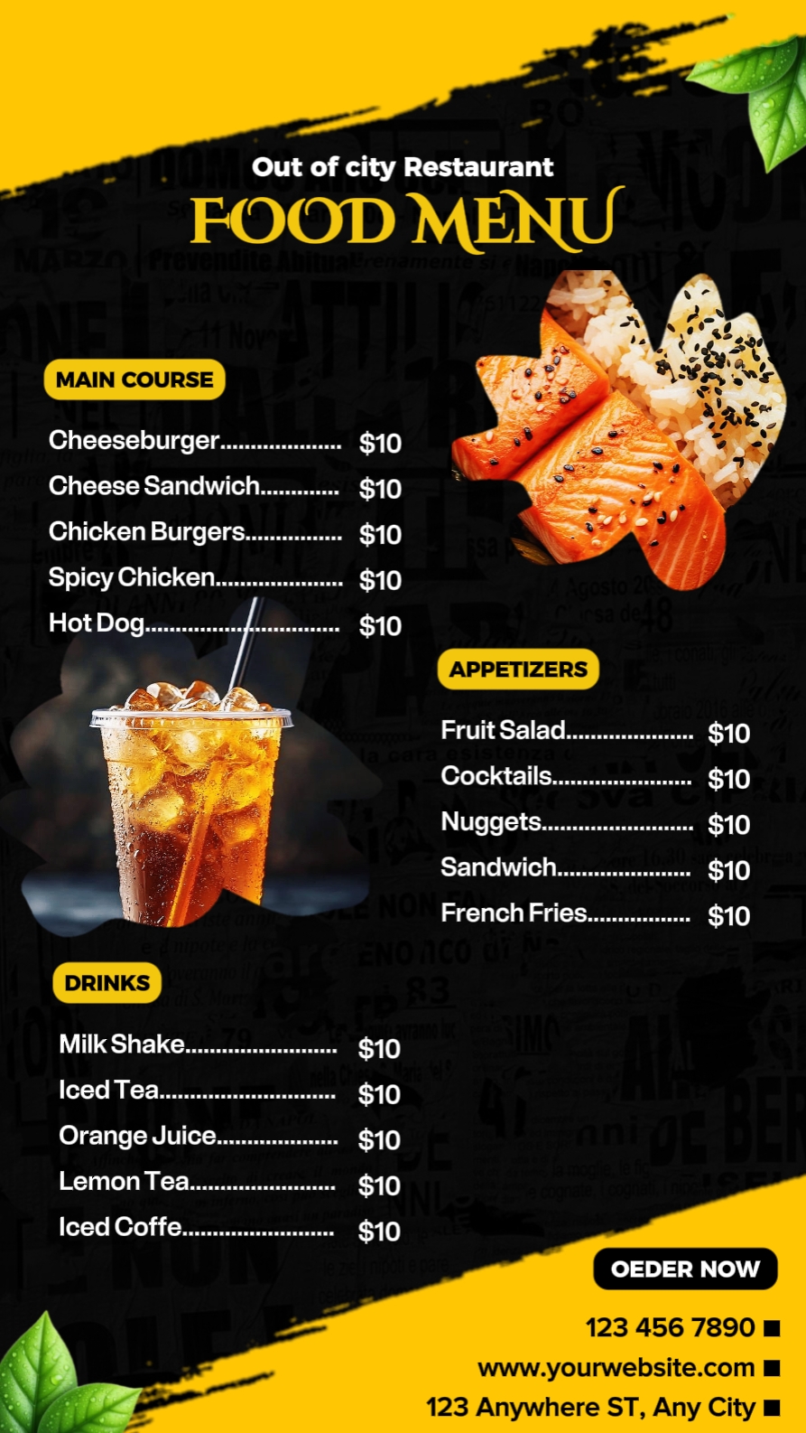 Volante Menú De Comida