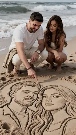 Couple sand portrait