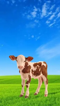 Baby cow defecates
