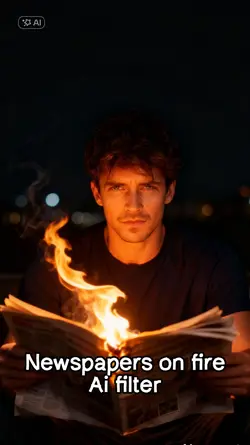 Newspaper on fire Ai