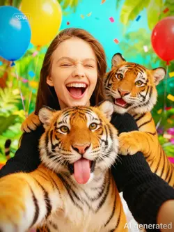 SELFIE WITH 2 TIGER