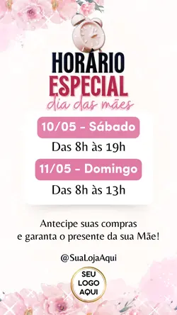 Horário Dia das Mães