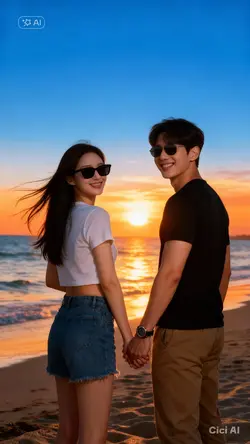 Sunset couple AI