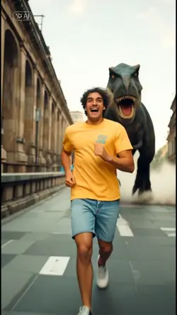 Chased by a dinosaur