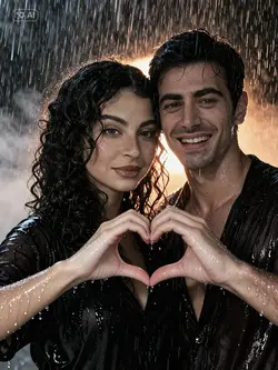 Rain couple photosho