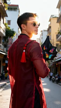 Ghép ảnh áo dài tết 