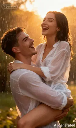 Romantic Couple Rain