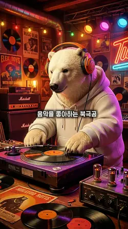 음악을 좋아라는 북극곰