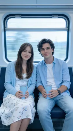 Light Blue Couple on Train