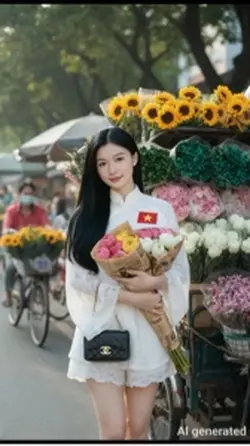 Cô gái với hoa