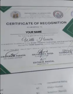 HONOR CERTIFICATE