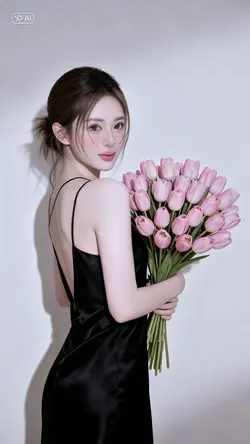 Váy đen hoa tulip AI