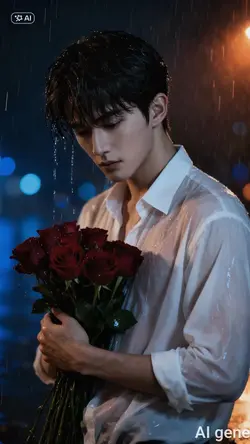 AI nam cầm hoa 