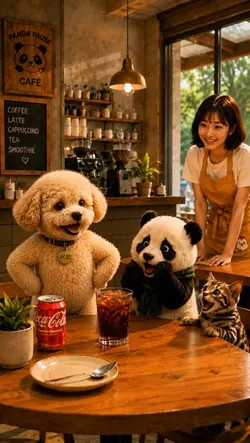 阿肥以為很帥氣倒飲料