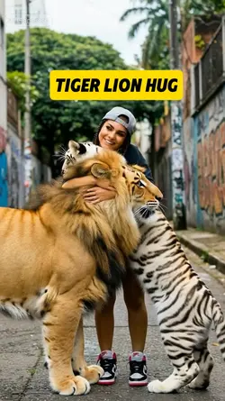 tiger lion hug