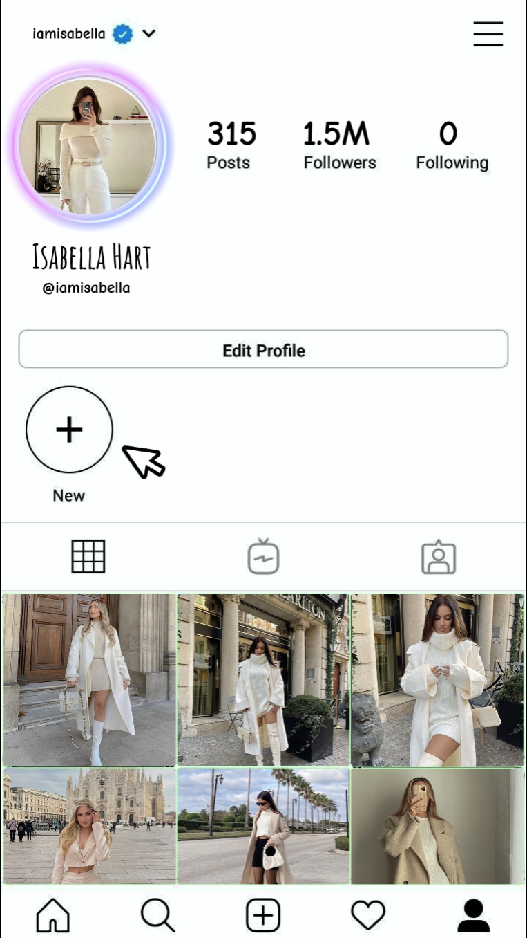 Interface IG da moda