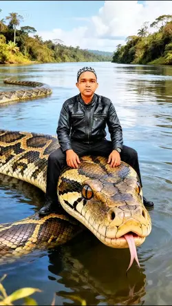 menaiki ular besar