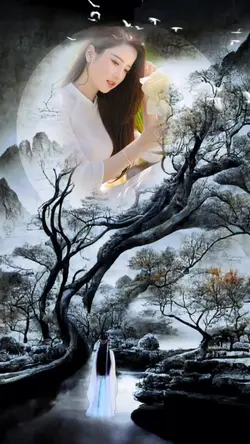 ghép ảnh dưới trăng