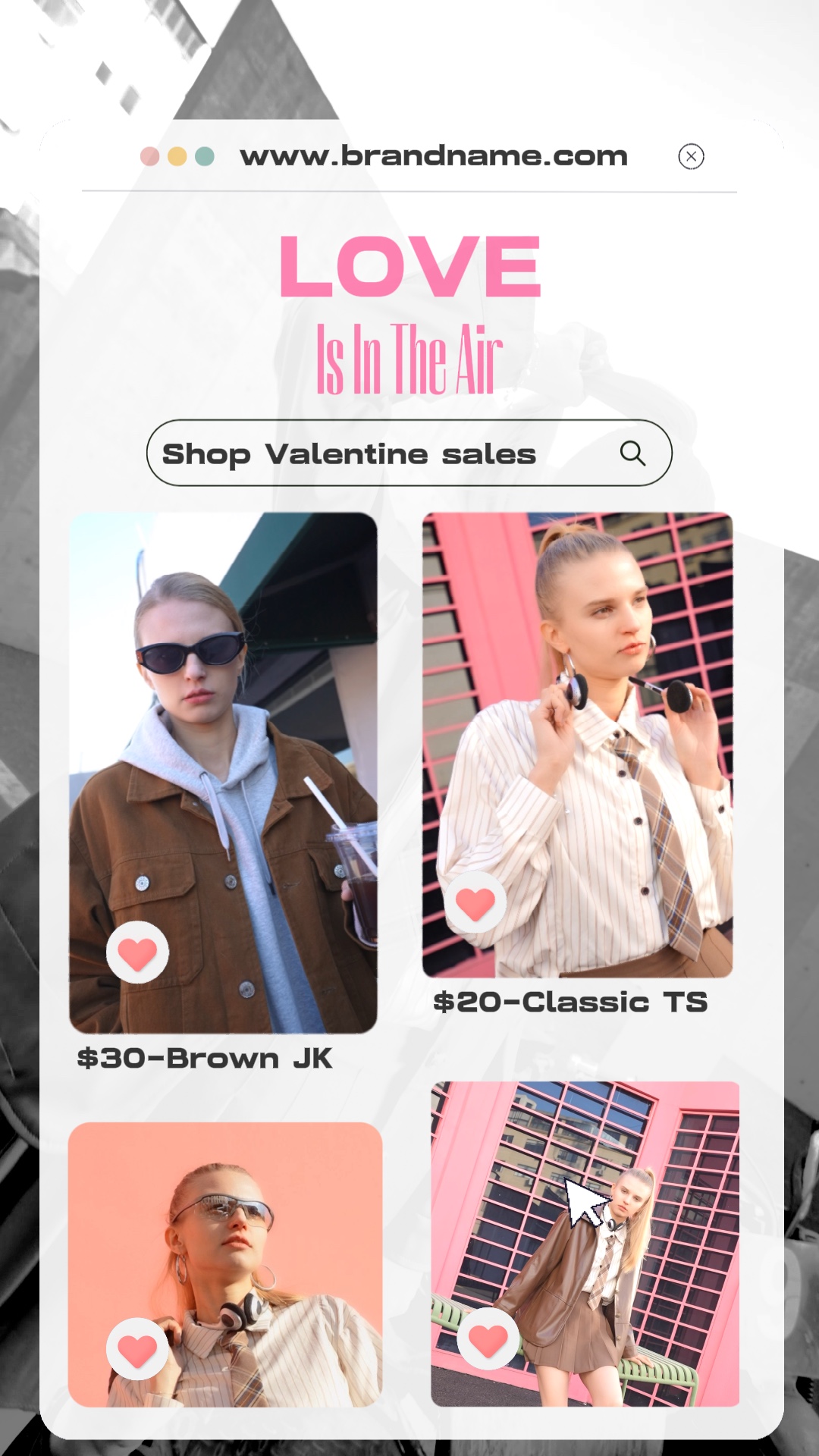 Valentinstag Verkauf für Kleidung Promotion Display UI Interface 