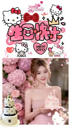🎂 Hello Kitty 生日模板 ♥️