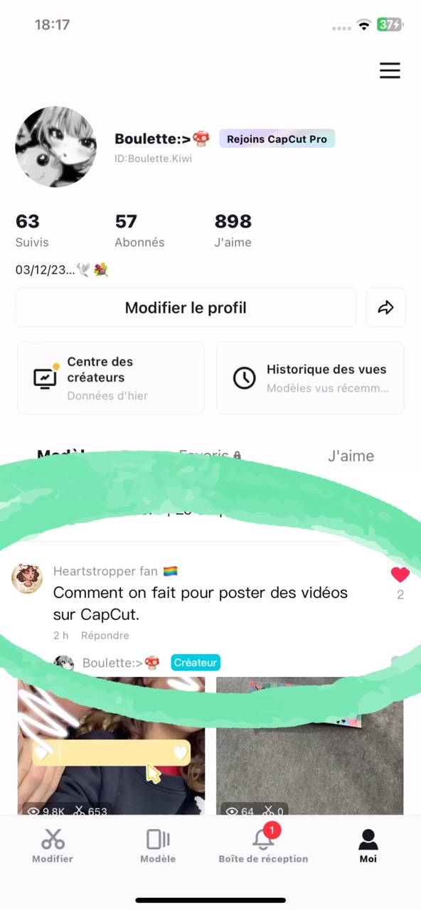 Poster sur cap cut