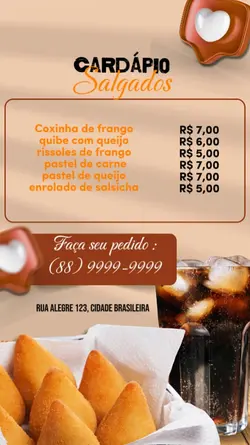 cardápio Salgados 