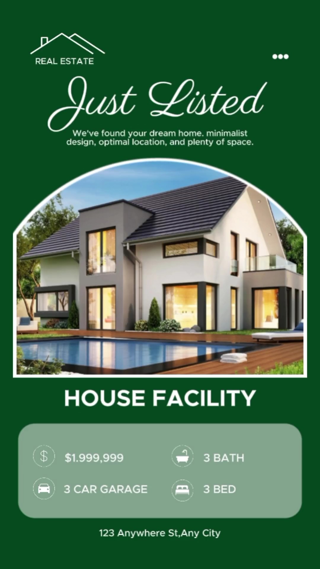 Green Real Estate Just Listed In Minimalist Modern Tiktok Style