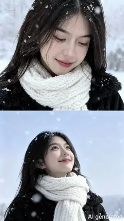 AI ghép ảnh tuyết 