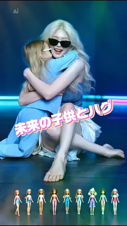 未来の子供とハグ
