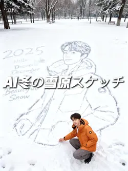 AI冬の雪原スケッチ