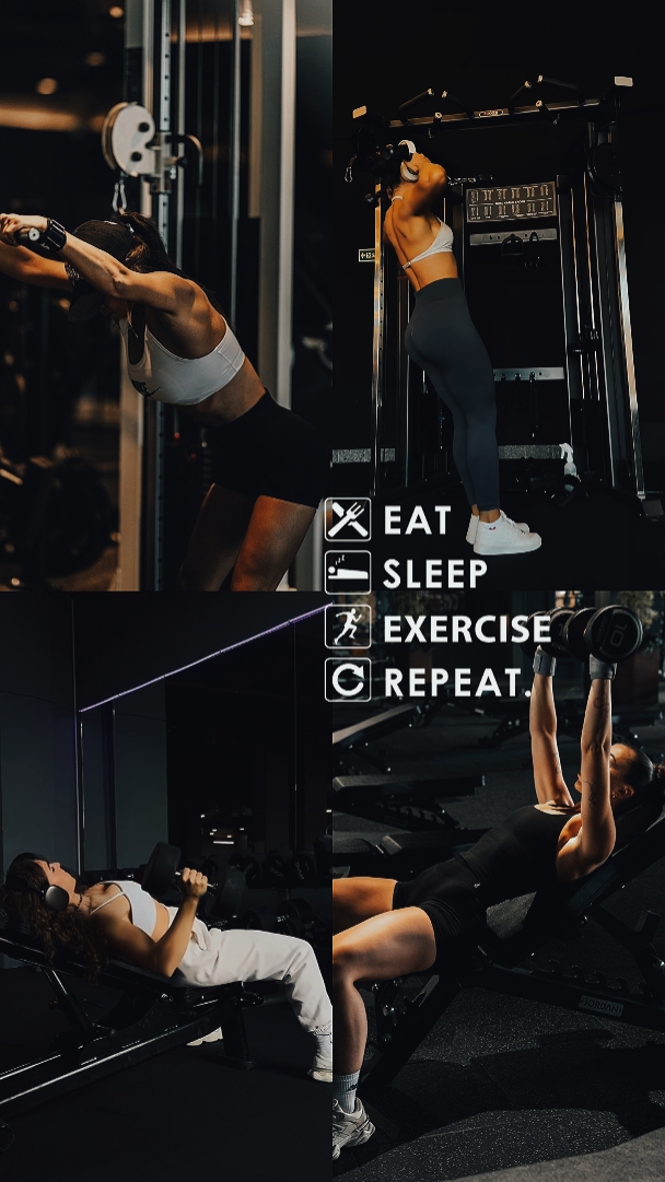 ESSEN, SCHLAFEN, FITNESSSTUDIO
