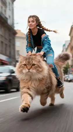 Riding a pretty cat