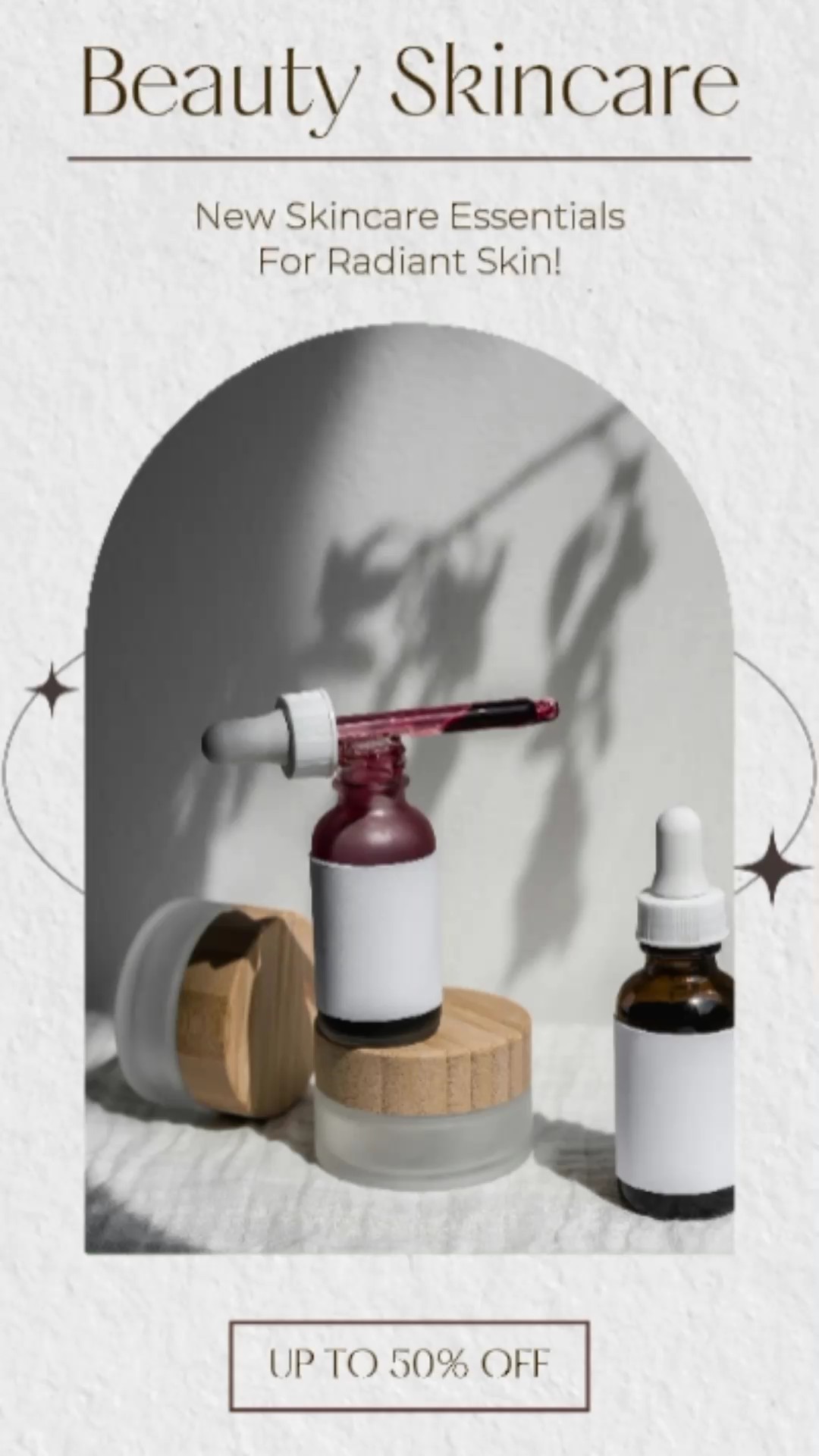 Industria de belleza minimalista Suero para el cuidado de la piel Plantilla de anuncios de productos 