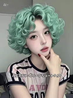 AIミントグリーンショートヘア