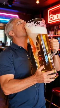 Drinking giant beer