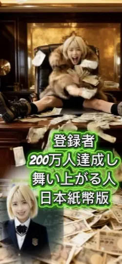 日本紙幣版/200万人達成し舞い上がる人