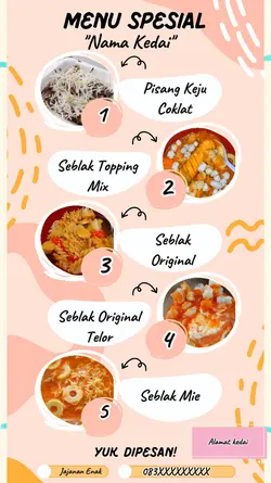 Menu jajanan kedai