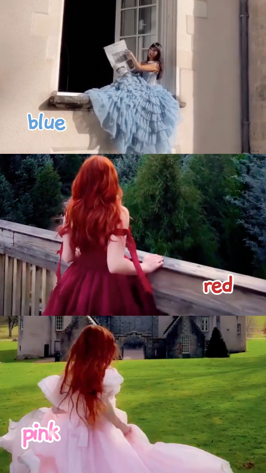 Azul, rojo y rosa