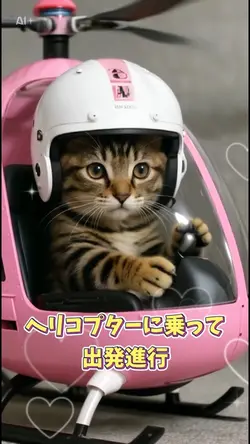 ヘリコプターに乗って出発進行