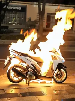 Burning motorcycle 