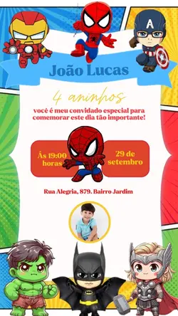convite super heróis
