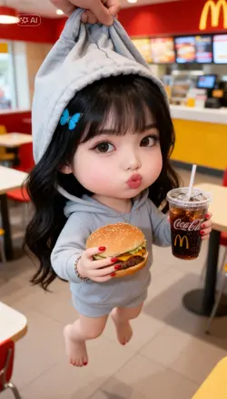 chibi cute burger