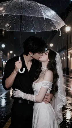 Couple Kiss Rain 