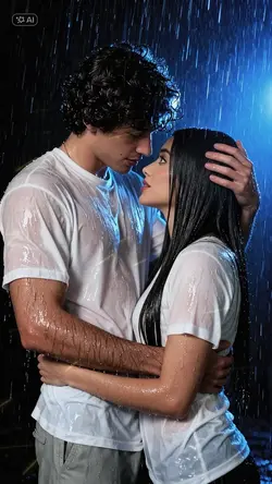 Rain couple photosho