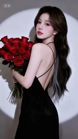 Váy đen hoa hồng AI