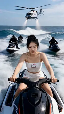 Riding jet ski