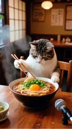 The cat is eating it